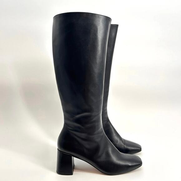 SVEGAN Chalk Vegan Leather Knee High Boots Black Made in Spain Women’s US 9.5 - Picture 3 of 12